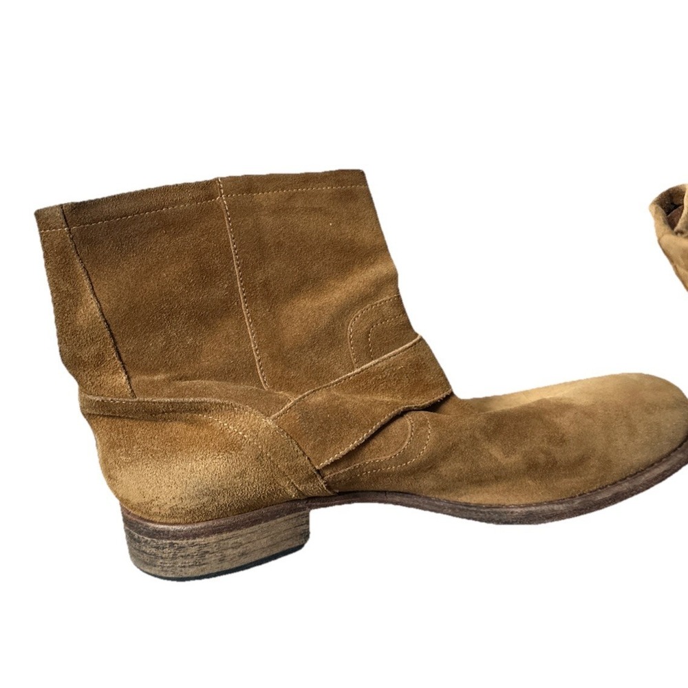 Saks Fifth Avenue Italy 10022 Honey Brown Suede Ankle Engineer Boots Womens 39.5 - Picture 5 of 14